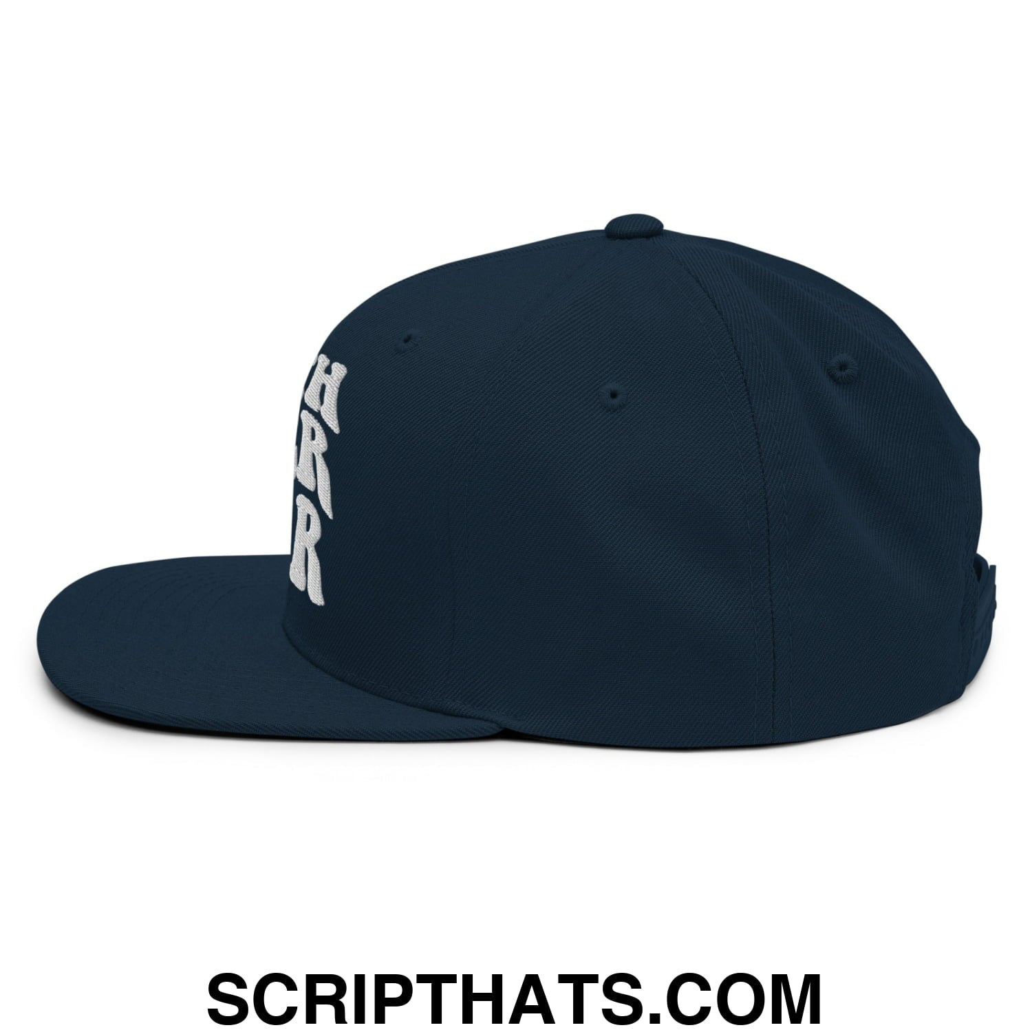 Faith Over Fear Embroidered Flat Bill Brim Snapback Hat Dark Navy