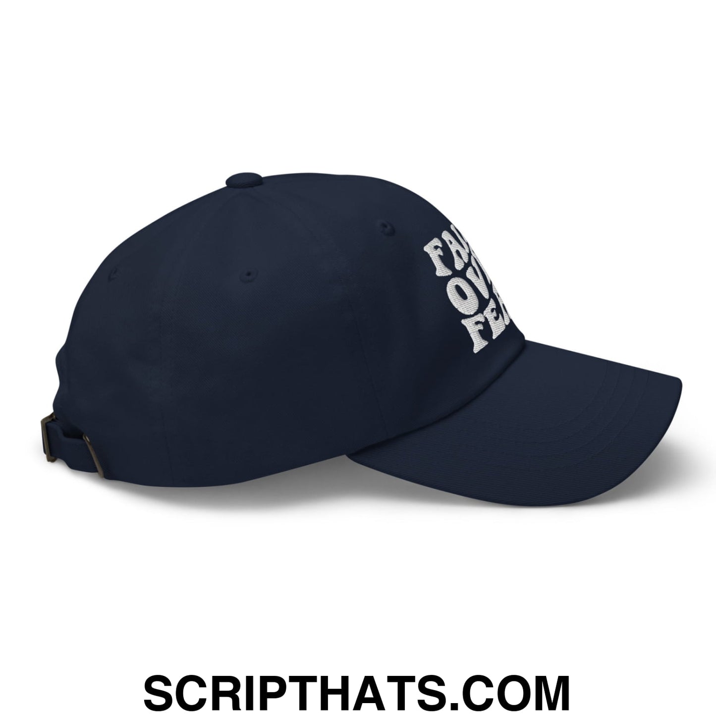 Faith Over Fear Embroidered Unstructured Dad Hat Navy