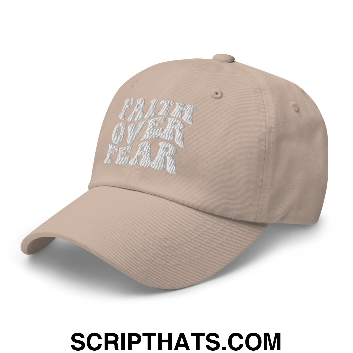 Faith Over Fear Embroidered Unstructured Dad Hat Stone