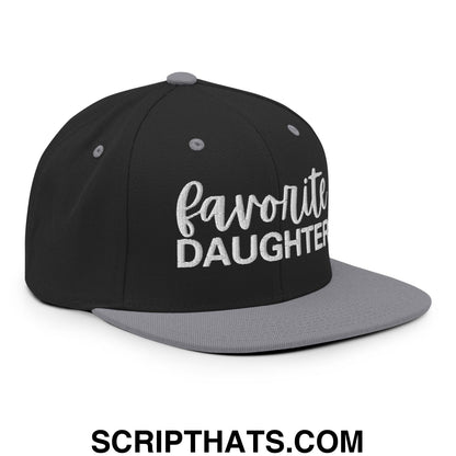 Favorite Daughter Embroidered Flat Bill Brim Snapback Hat Black Silver