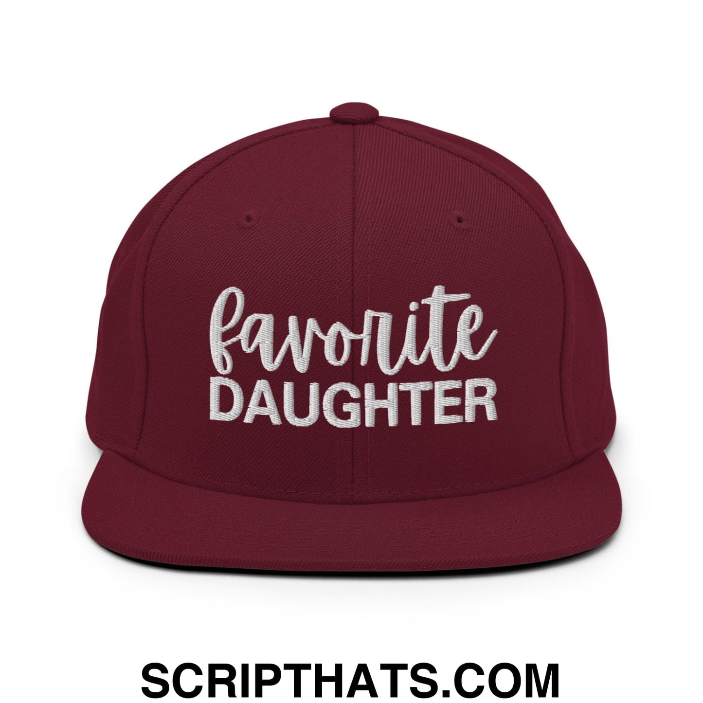Favorite Daughter Embroidered Flat Bill Brim Snapback Hat Maroon