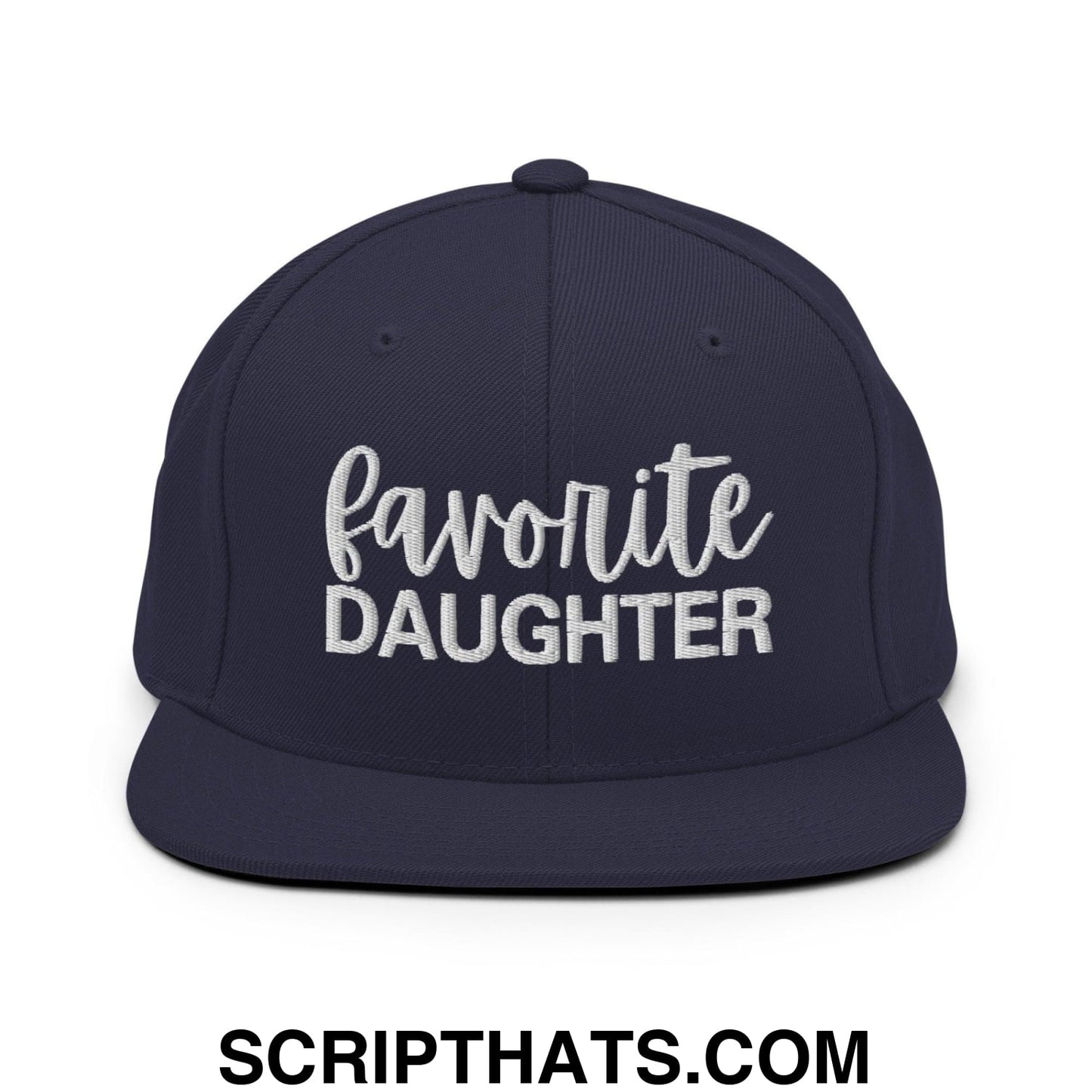 Favorite Daughter Embroidered Flat Bill Brim Snapback Hat Navy
