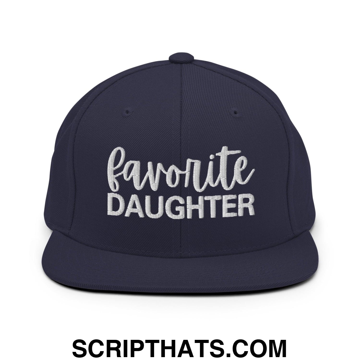 Favorite Daughter Embroidered Flat Bill Brim Snapback Hat Navy