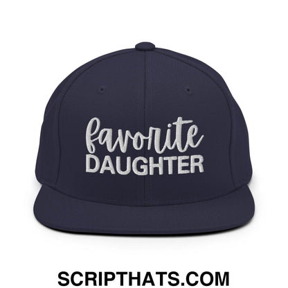 Favorite Daughter Embroidered Flat Bill Brim Snapback Hat Navy