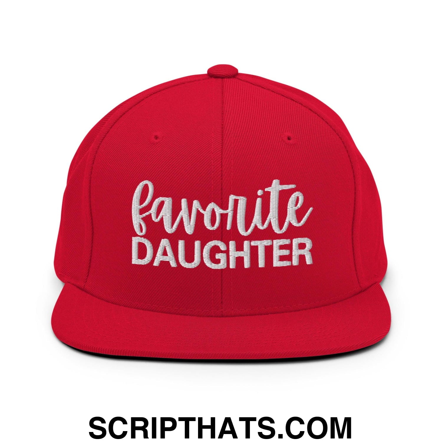 Favorite Daughter Embroidered Flat Bill Brim Snapback Hat Red