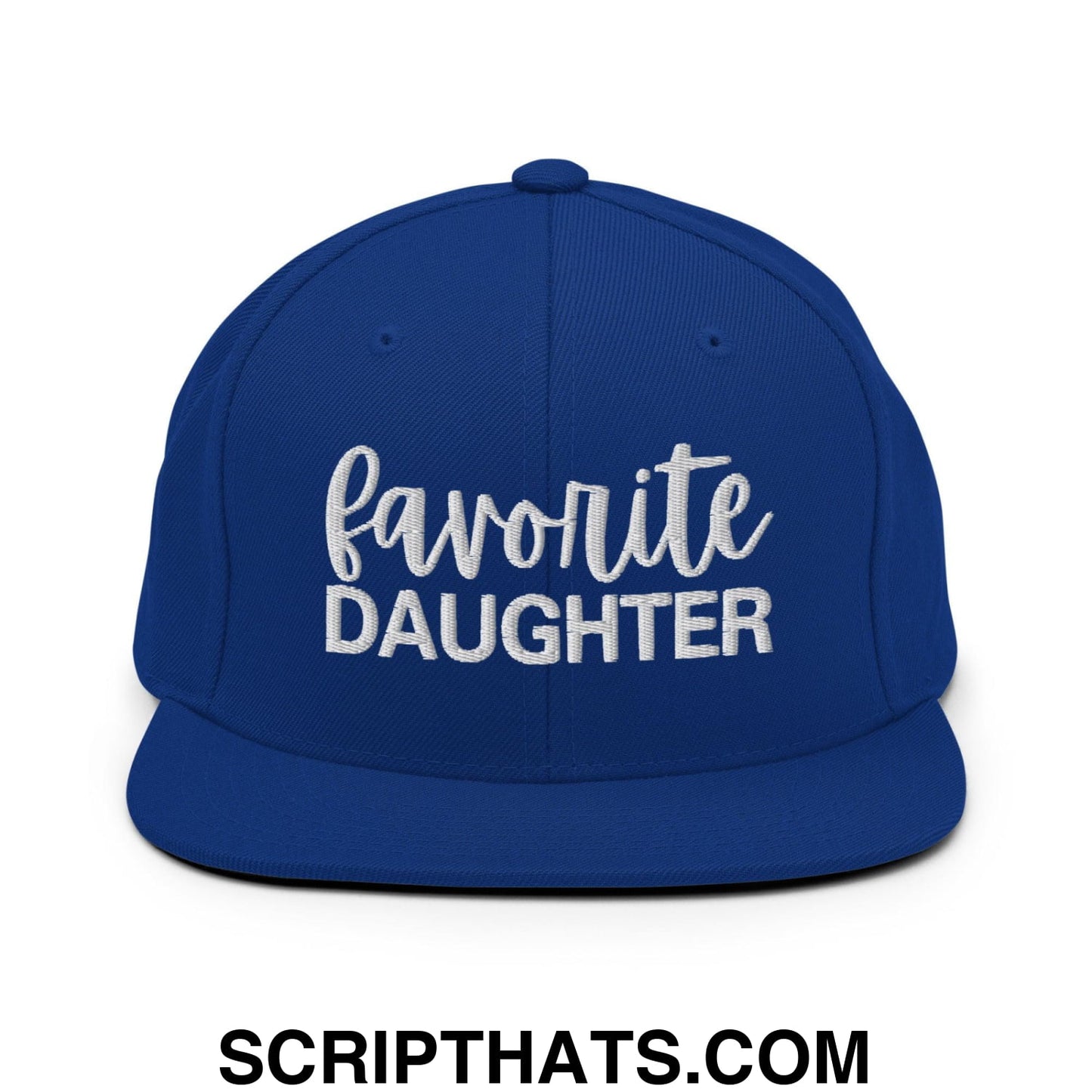 Favorite Daughter Embroidered Flat Bill Brim Snapback Hat Royal Blue