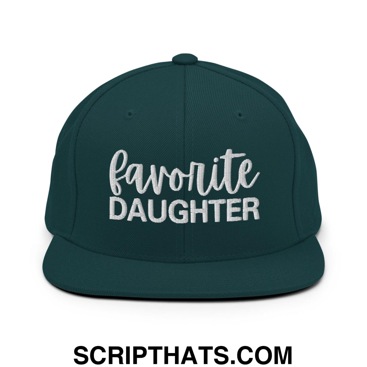 Favorite Daughter Embroidered Flat Bill Brim Snapback Hat Spruce