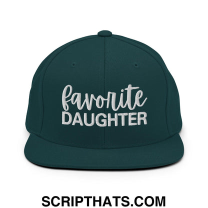 Favorite Daughter Embroidered Flat Bill Brim Snapback Hat Spruce