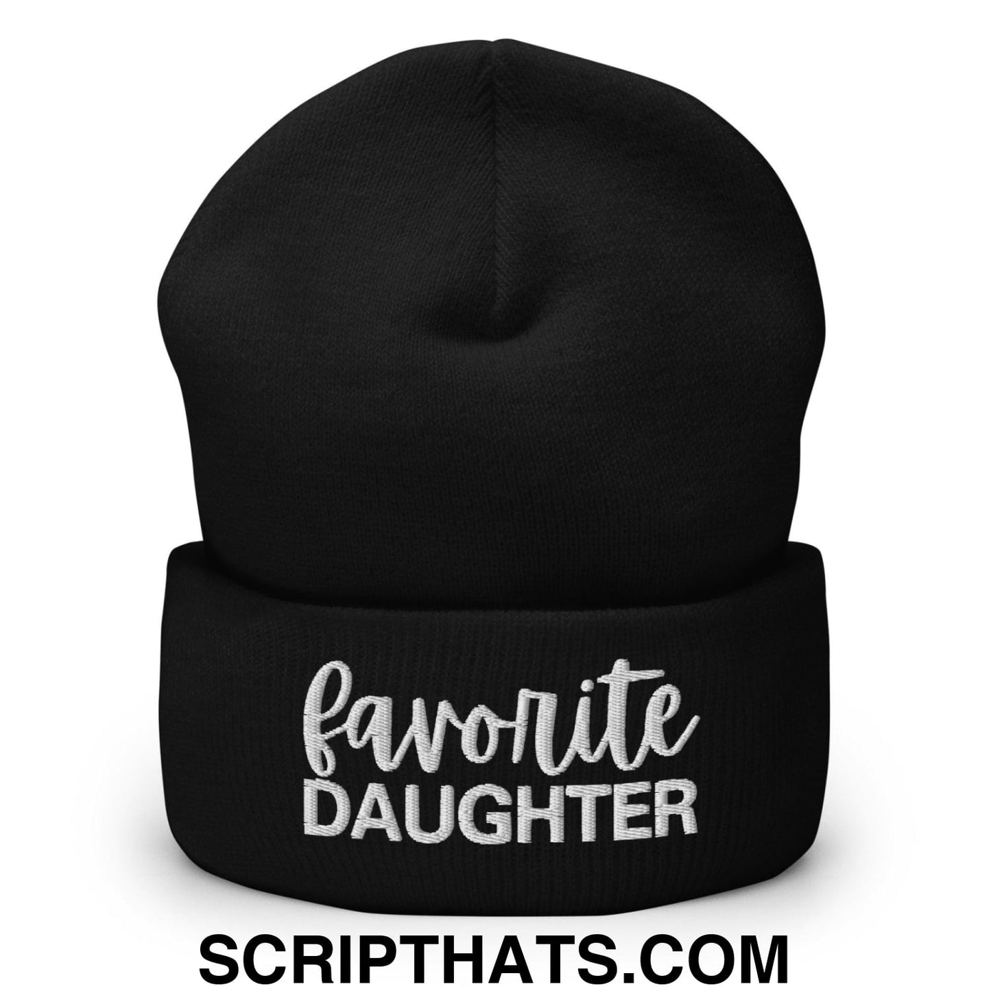 Favorite Daughter Embroidered Knit Cuffed Beanie Black