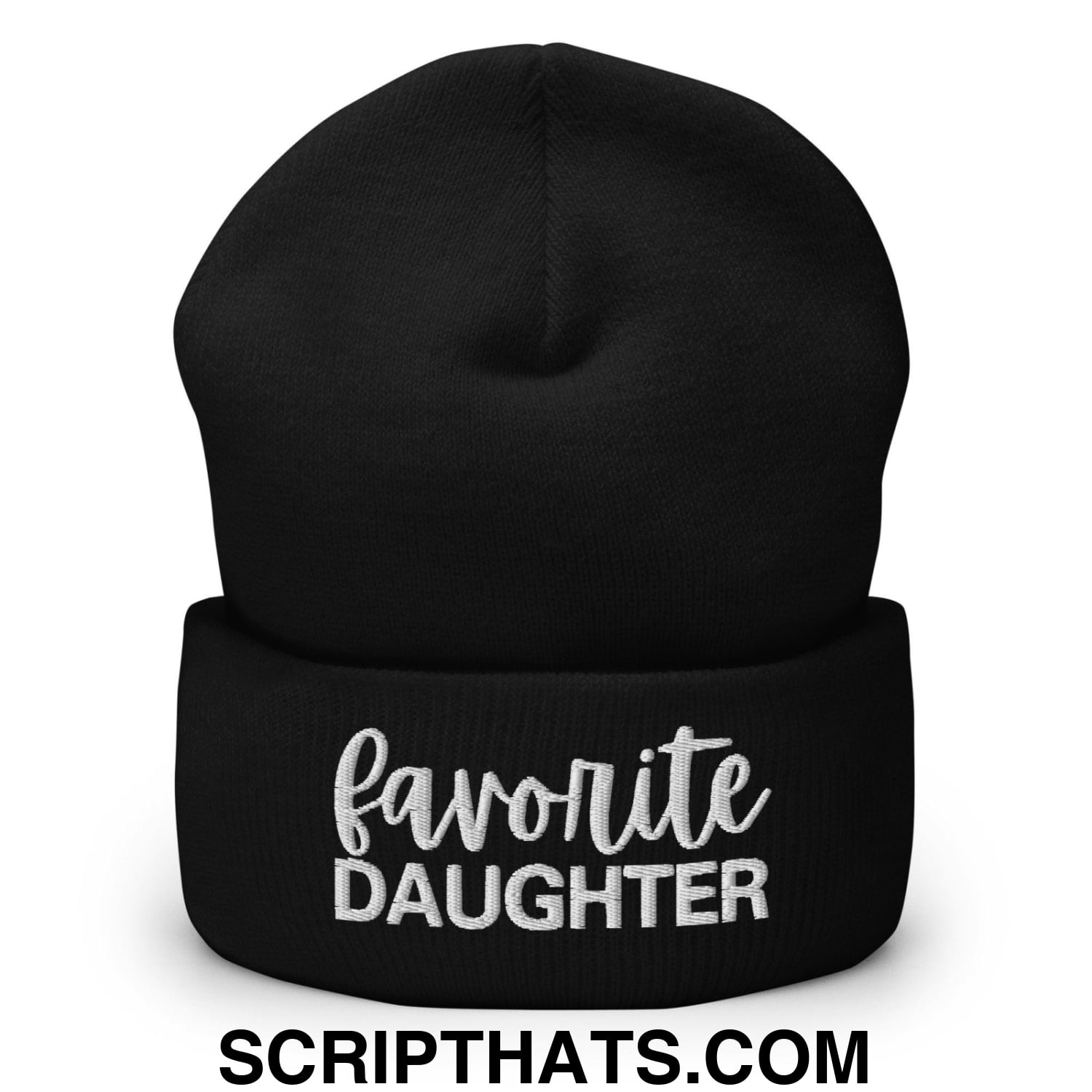 Favorite Daughter Embroidered Knit Cuffed Beanie Black
