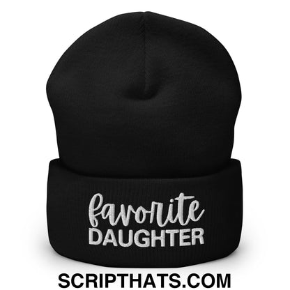 Favorite Daughter Embroidered Knit Cuffed Beanie Black