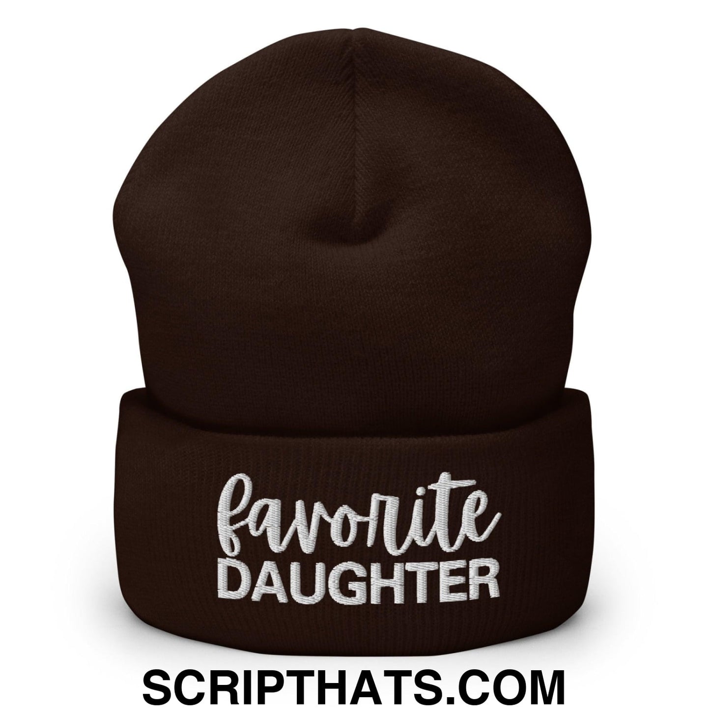 Favorite Daughter Embroidered Knit Cuffed Beanie Brown