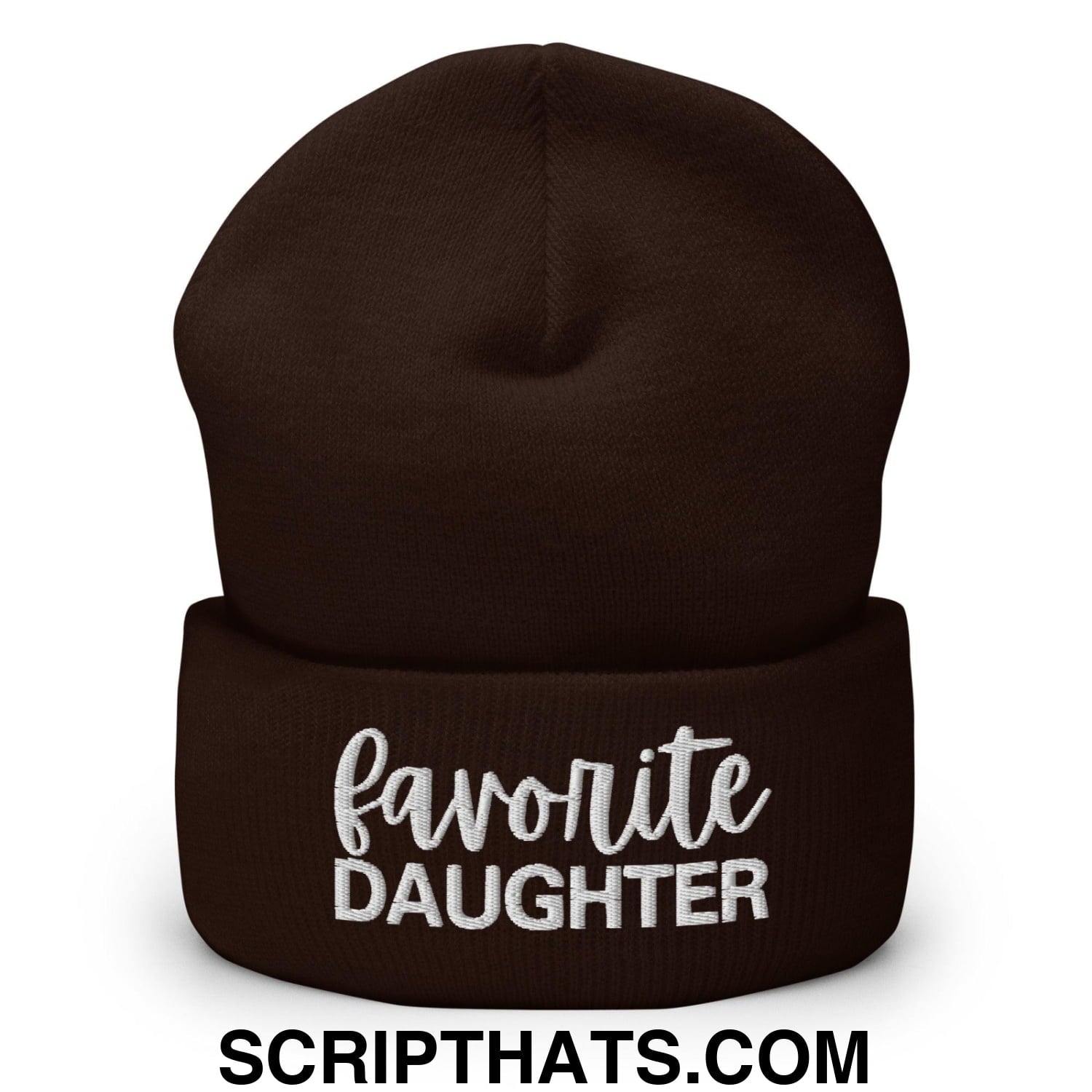 Favorite Daughter Embroidered Knit Cuffed Beanie Brown