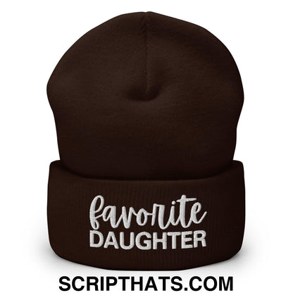 Favorite Daughter Embroidered Knit Cuffed Beanie Brown