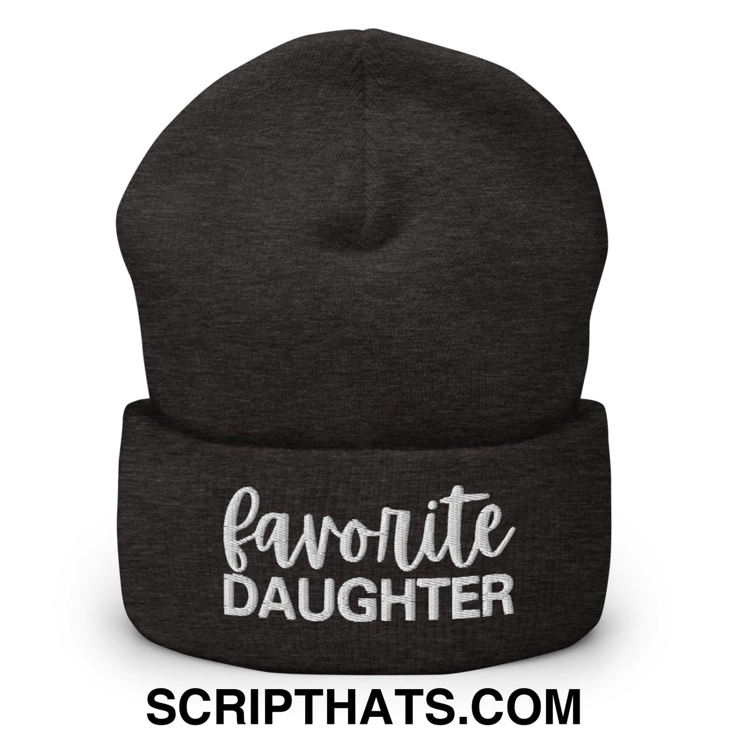 Favorite Daughter Embroidered Knit Cuffed Beanie Dark Grey