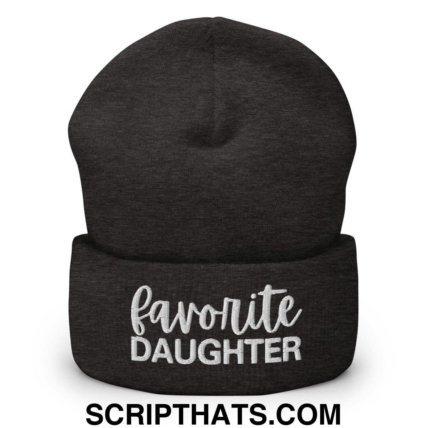 Favorite Daughter Embroidered Knit Cuffed Beanie Dark Grey