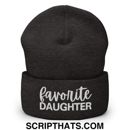 Favorite Daughter Embroidered Knit Cuffed Beanie Dark Grey