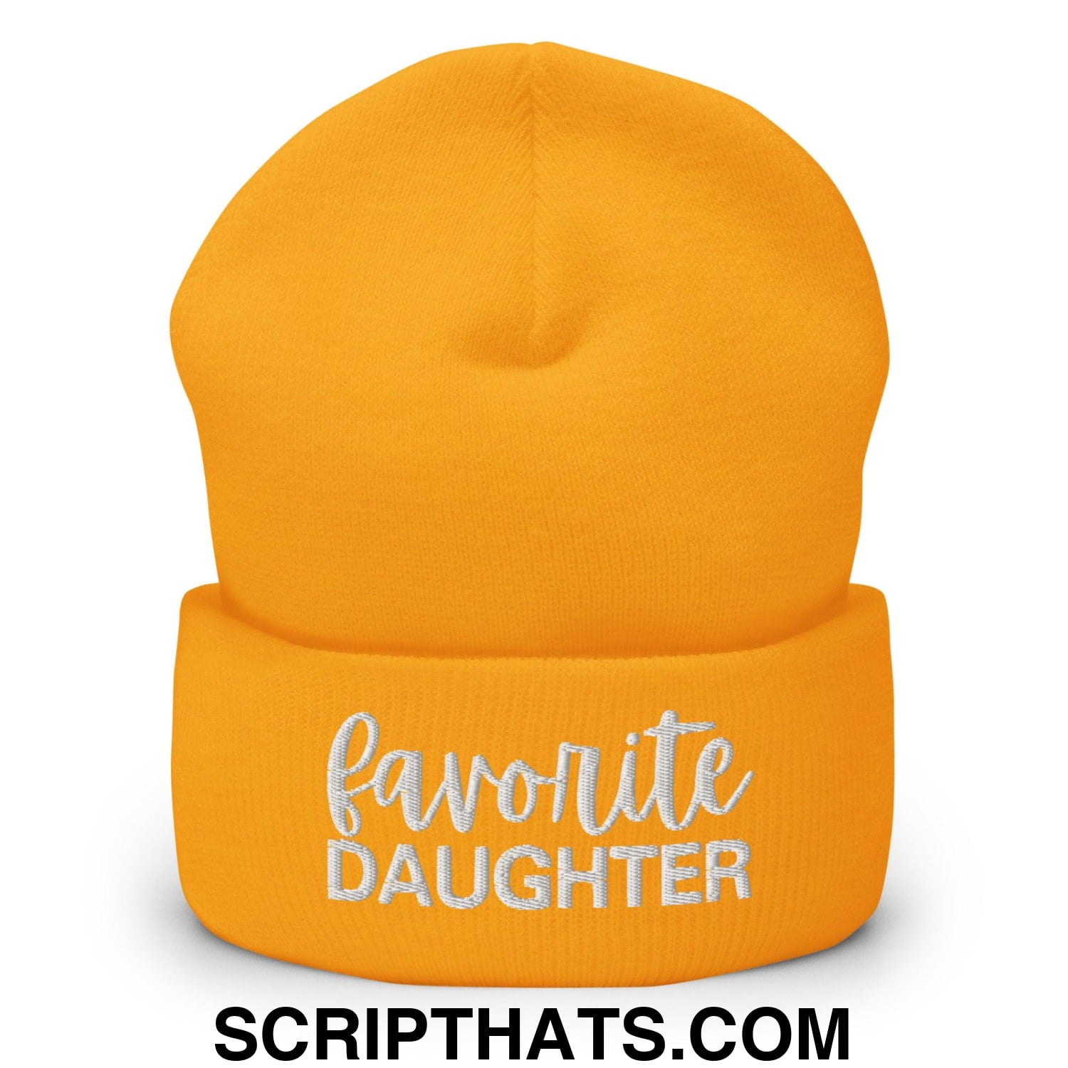 Favorite Daughter Embroidered Knit Cuffed Beanie Gold