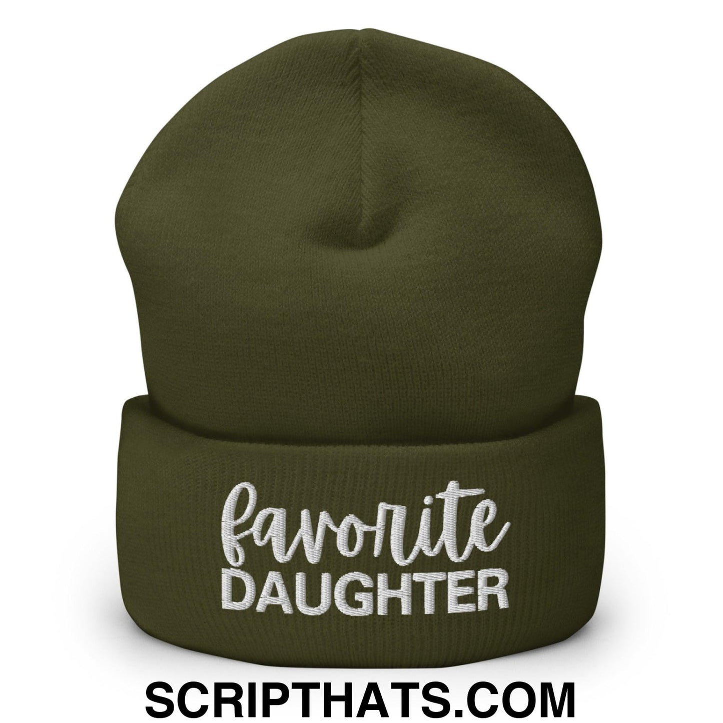 Favorite Daughter Embroidered Knit Cuffed Beanie Olive