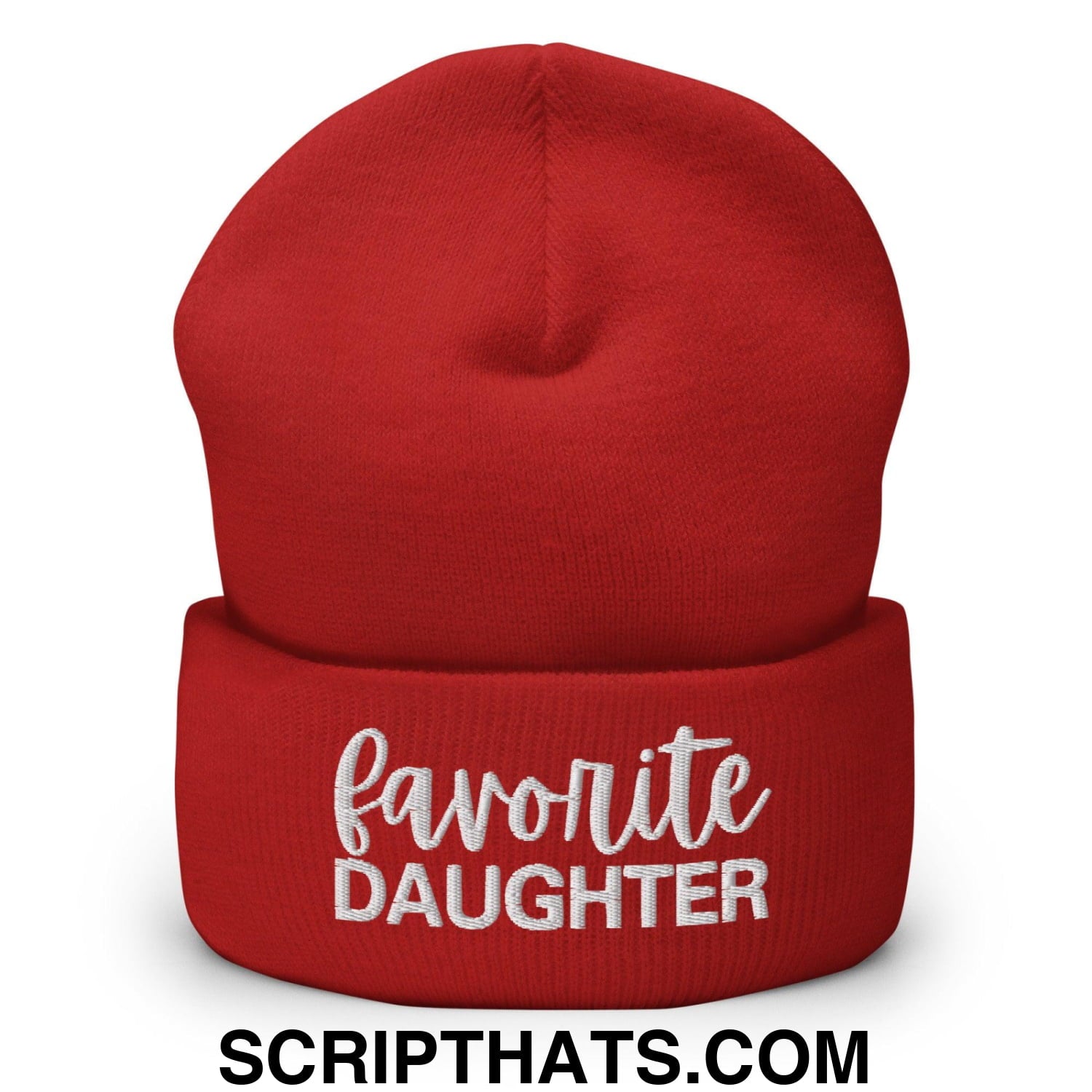 Favorite Daughter Embroidered Knit Cuffed Beanie Red