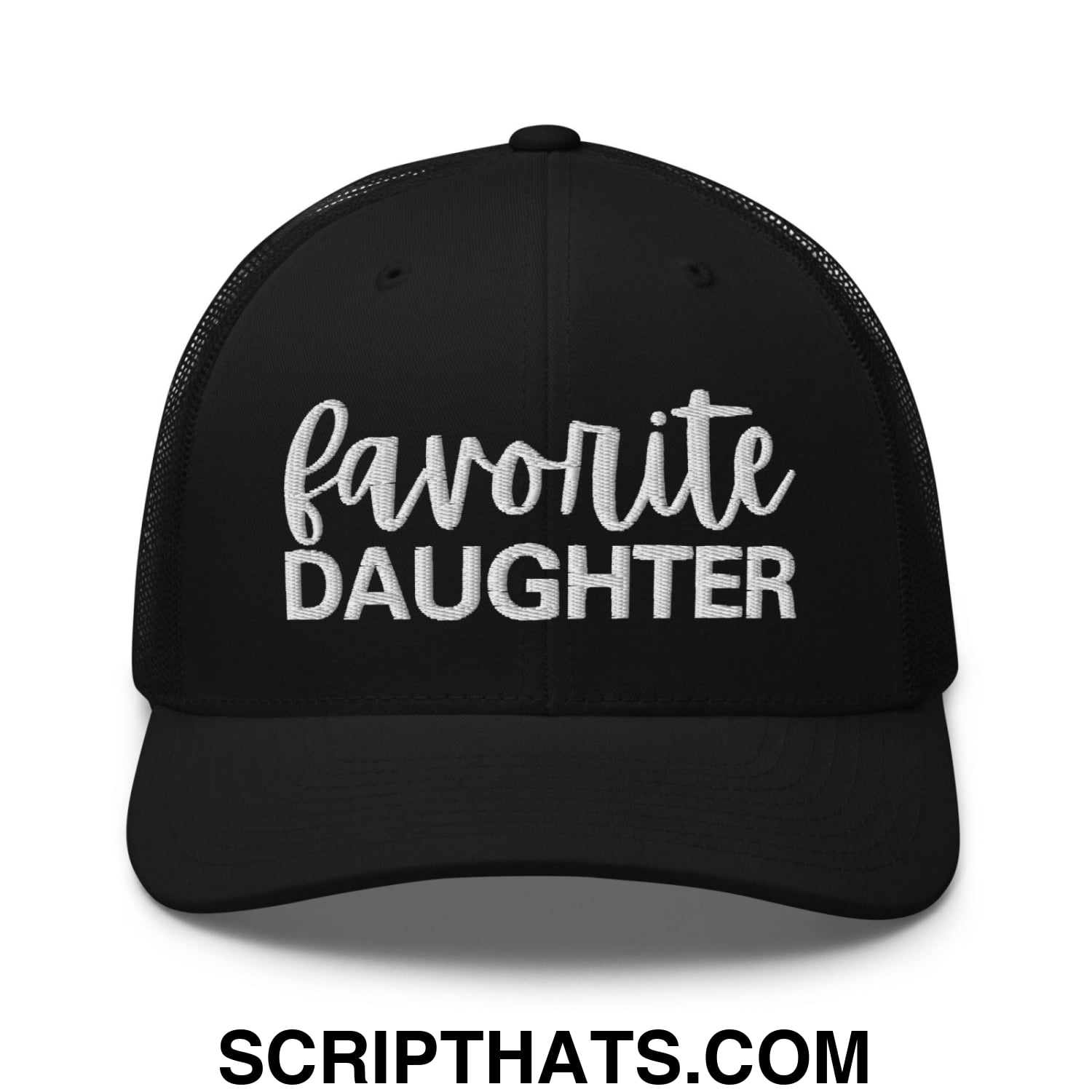 Favorite Daughter Embroidered Mesh Trucker Hat Black
