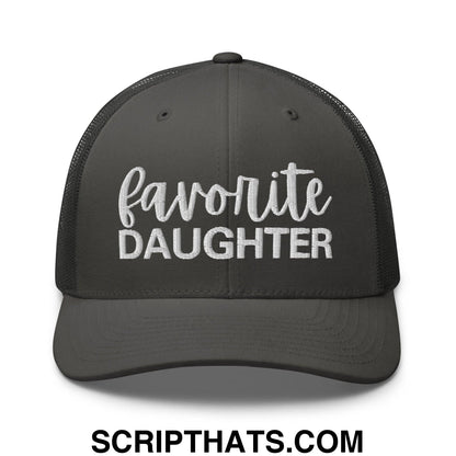 Favorite Daughter Embroidered Mesh Trucker Hat Charcoal