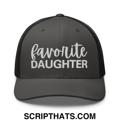 Favorite Daughter Embroidered Mesh Trucker Hat Charcoal Black
