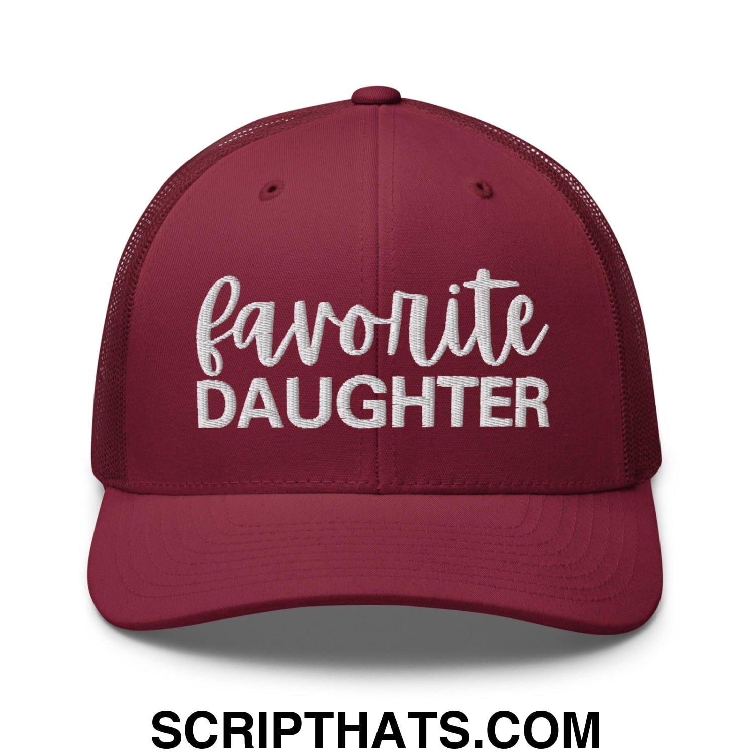 Favorite Daughter Embroidered Mesh Trucker Hat Cranberry