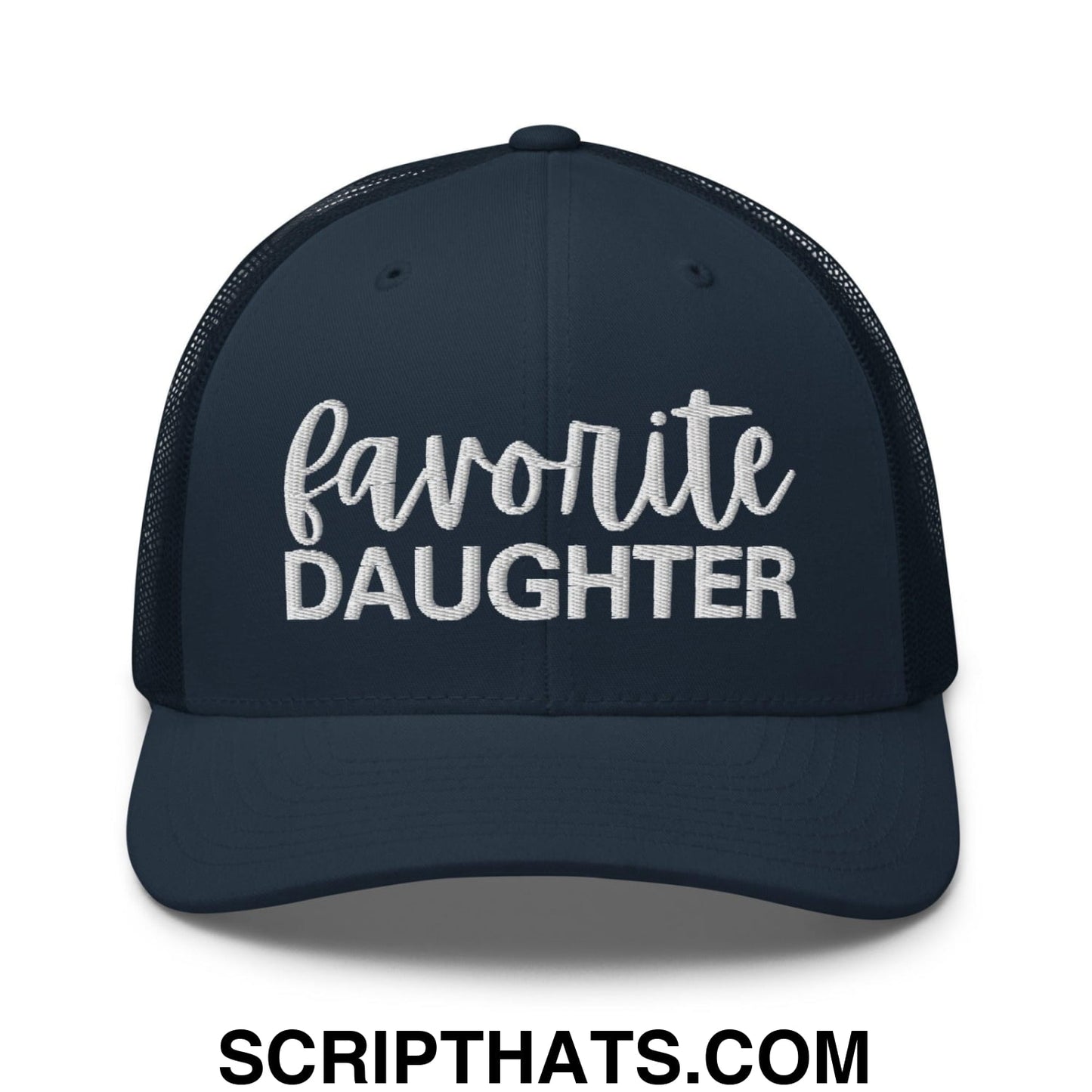 Favorite Daughter Embroidered Mesh Trucker Hat Navy