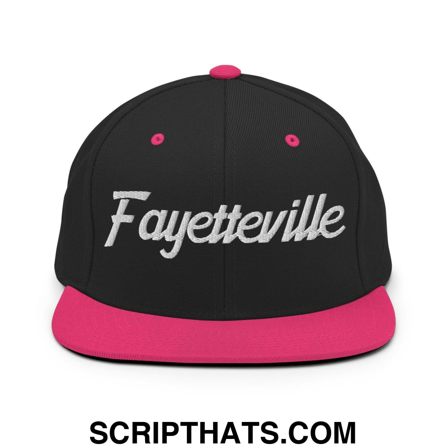 Fayetteville Script Snapback Hat Black Neon Pink
