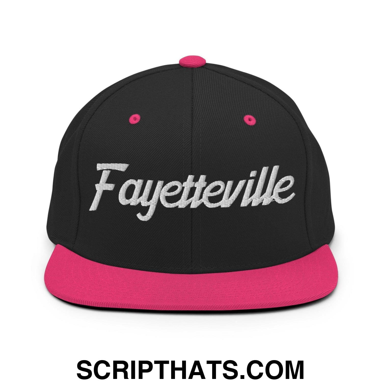 Fayetteville Script Snapback Hat Black Neon Pink