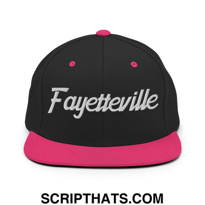 Fayetteville Script Snapback Hat Black Neon Pink