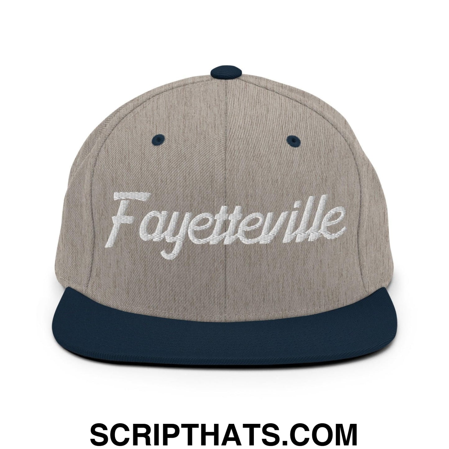 Fayetteville Script Snapback Hat Heather Grey Navy