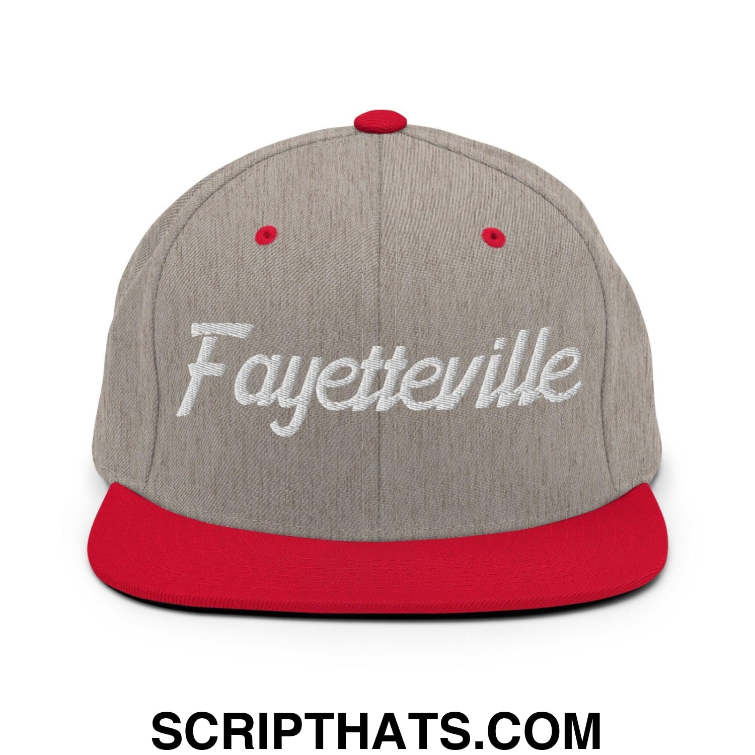 Fayetteville Script Snapback Hat Heather Grey Red