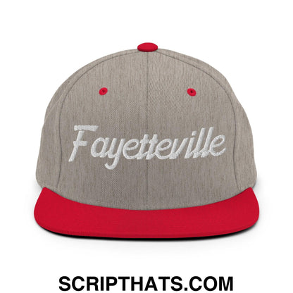 Fayetteville Script Snapback Hat Heather Grey Red