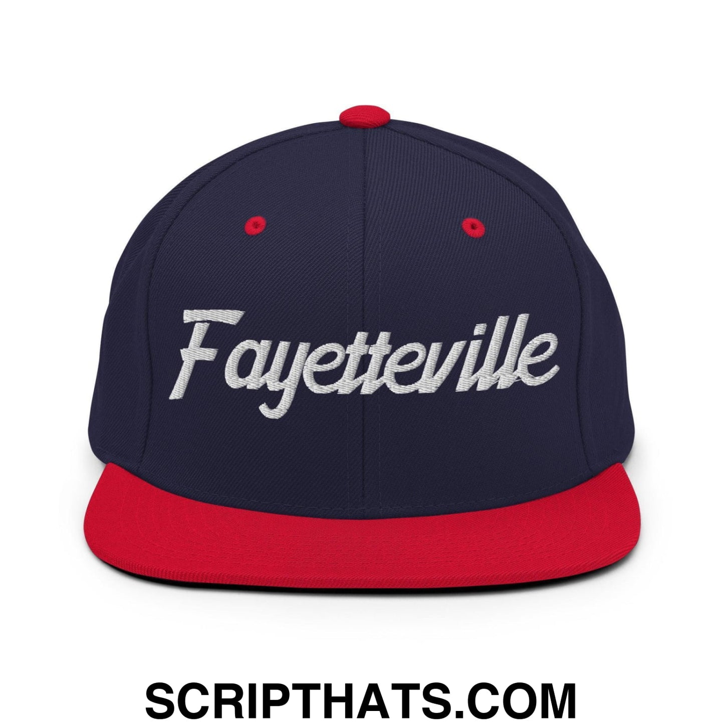 Fayetteville Script Snapback Hat Navy Red
