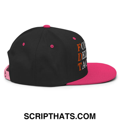 FDT Foxtrot Delta Taco Embroidered Flat Bill Brim Snapback Hat Black Neon Pink
