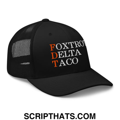 FDT Foxtrot Delta Taco Embroidered Mesh Trucker Hat Black