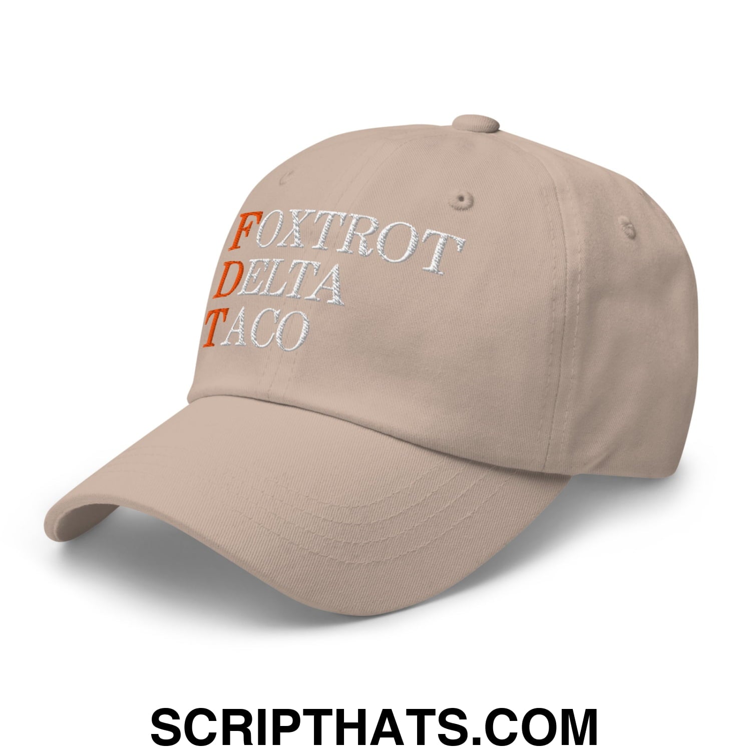 FDT Foxtrot Delta Taco Embroidered Unstructured Dad Hat Stone