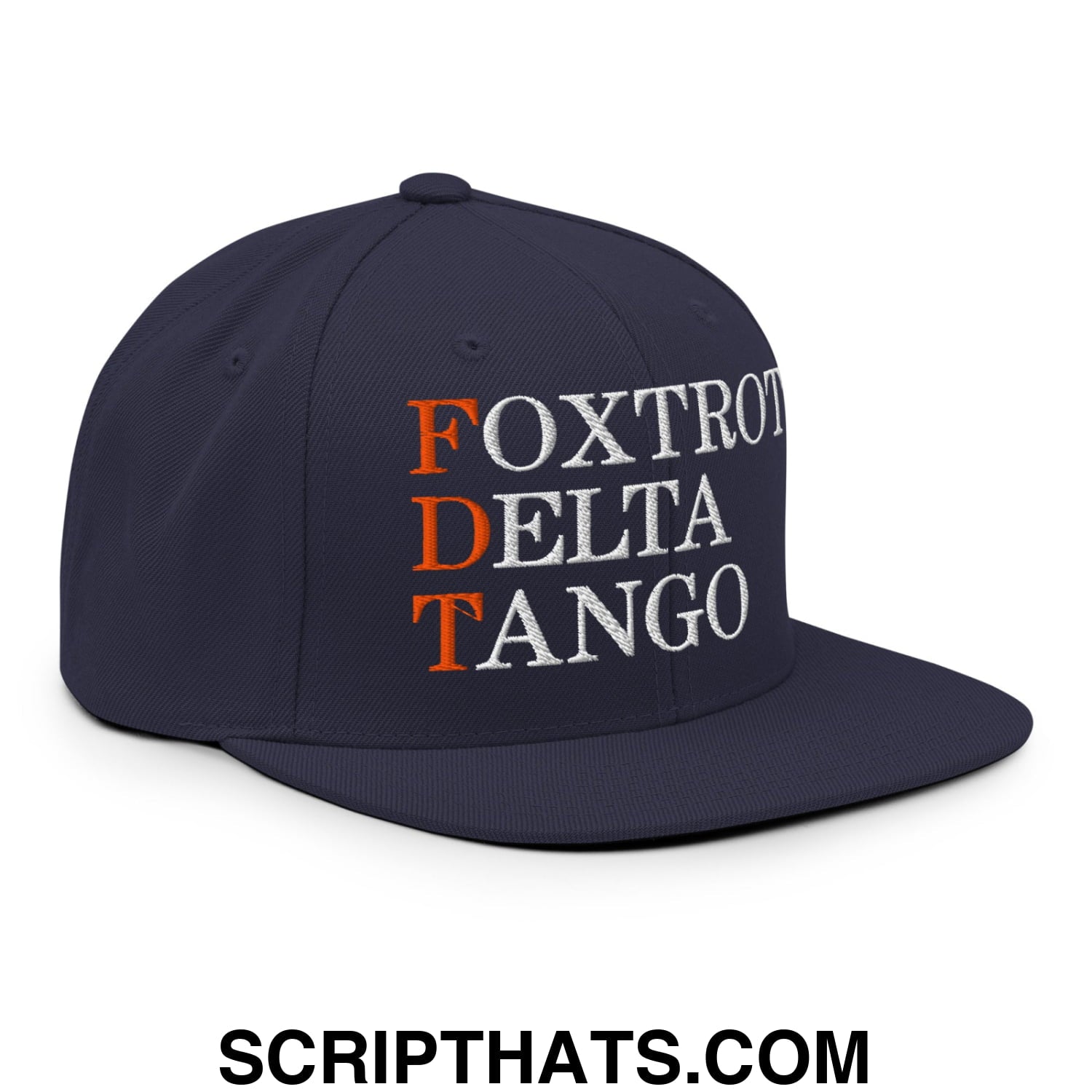 FDT Foxtrot Delta Tango Embroidered Flat Brim Bill Snapback Hat Navy