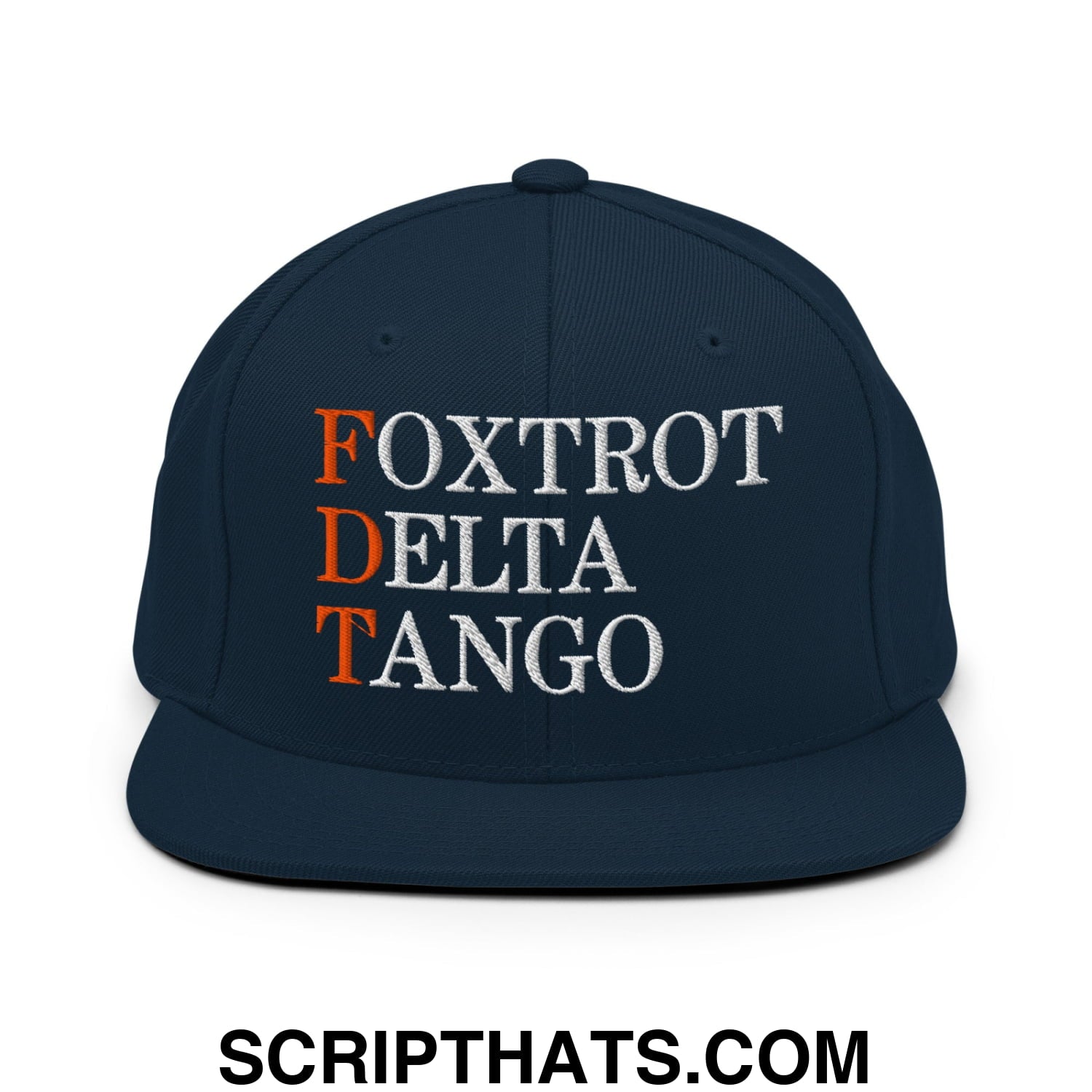 FDT Foxtrot Delta Tango Embroidered Flat Brim Bill Snapback Hat Dark Navy