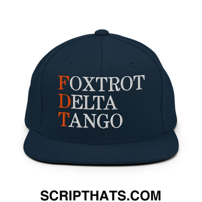 FDT Foxtrot Delta Tango Embroidered Flat Brim Bill Snapback Hat Dark Navy