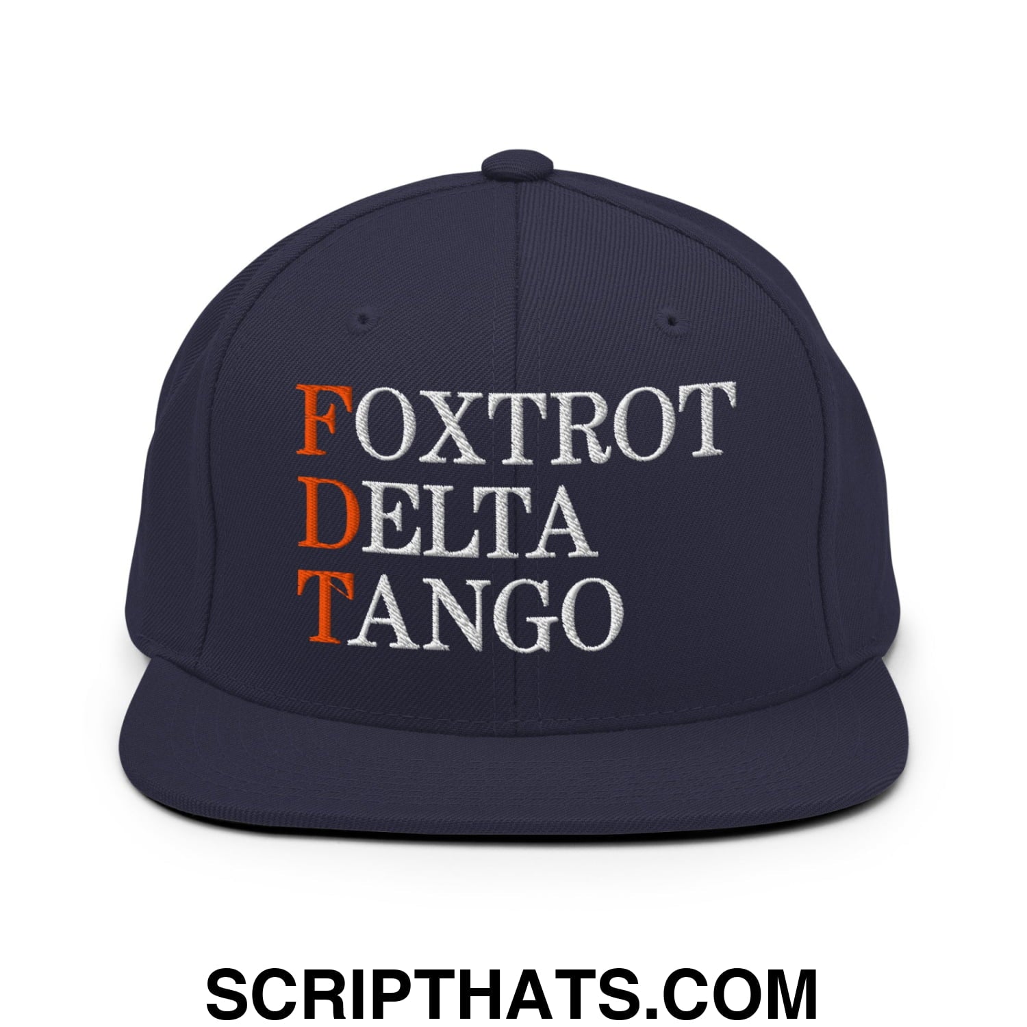 FDT Foxtrot Delta Tango Embroidered Flat Brim Bill Snapback Hat Navy