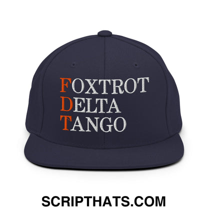 FDT Foxtrot Delta Tango Embroidered Flat Brim Bill Snapback Hat Navy