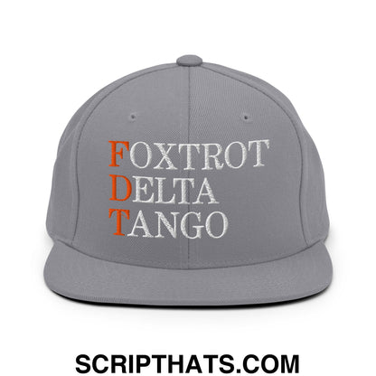 FDT Foxtrot Delta Tango Embroidered Flat Brim Bill Snapback Hat Silver