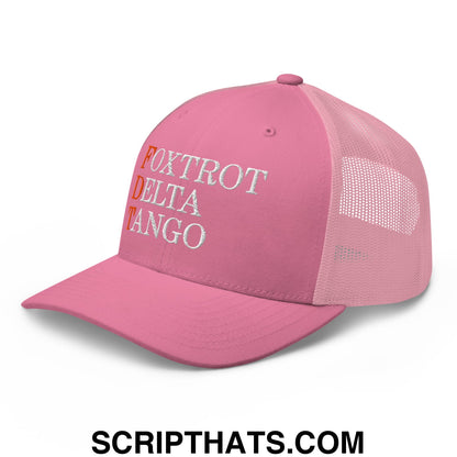 FDT Foxtrot Delta Tango Embroidered Mesh Trucker Hat Pink