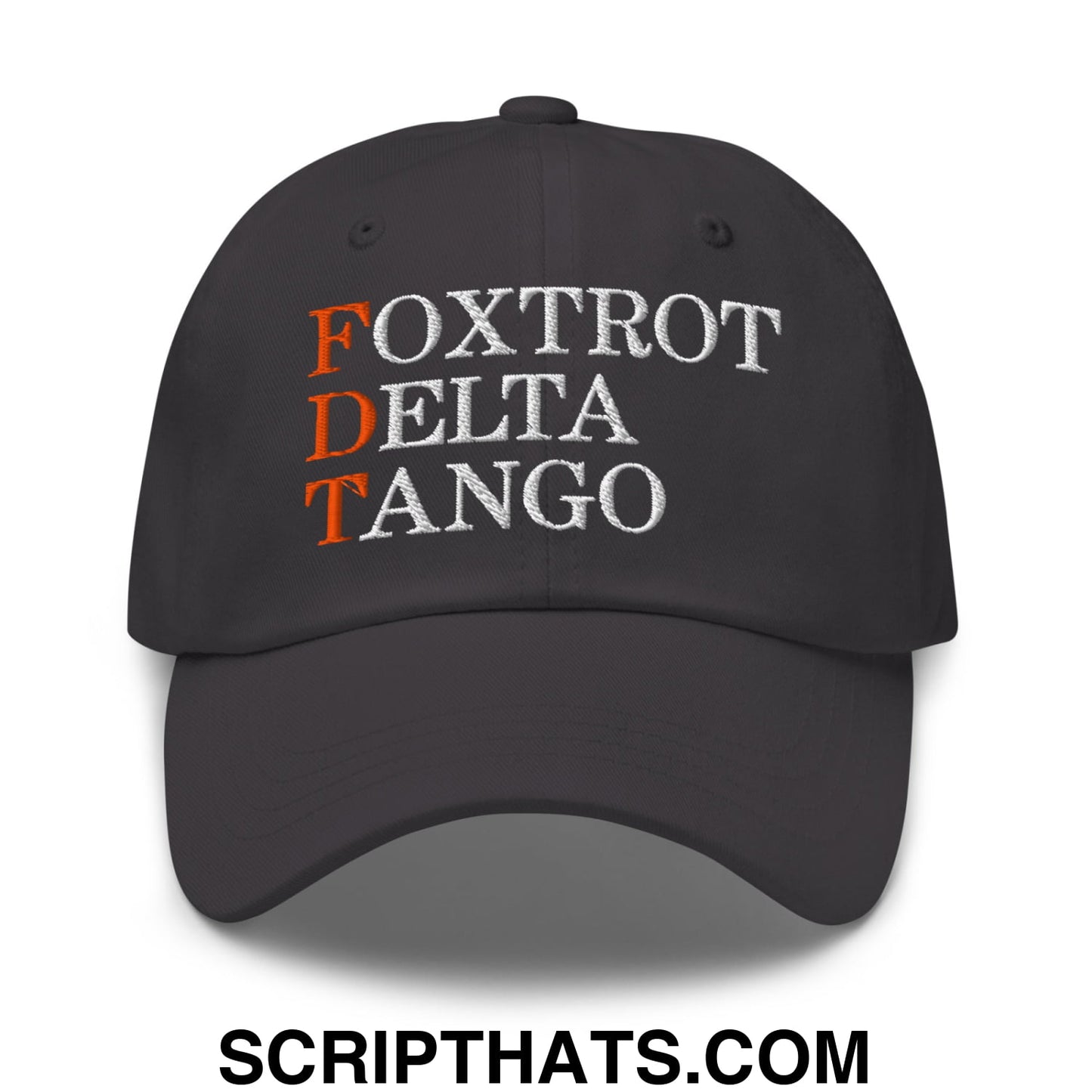 FDT Foxtrot Delta Tango Embroidered Unstructured Dad Hat Dark Grey