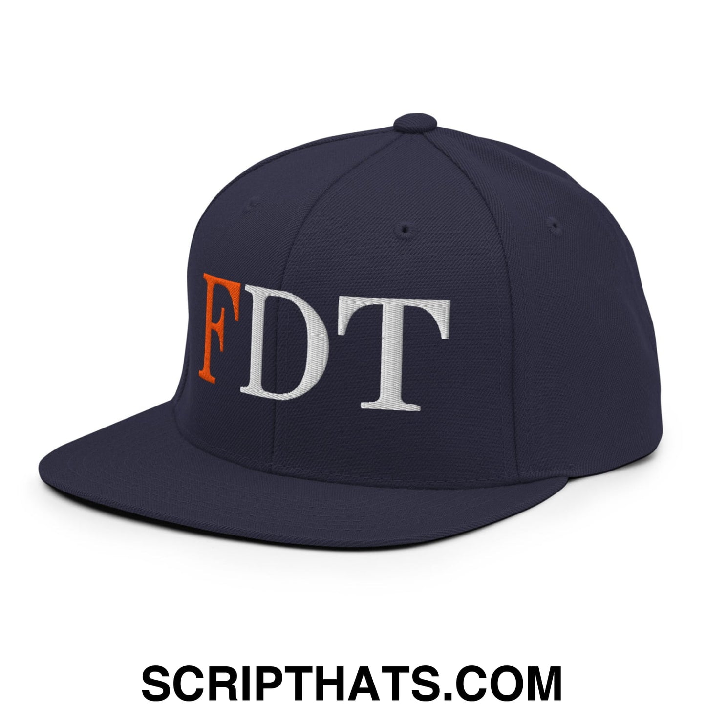 FDT Fuck Donald Trump Embroidered Flat Brim Bill Snapback Hat Navy