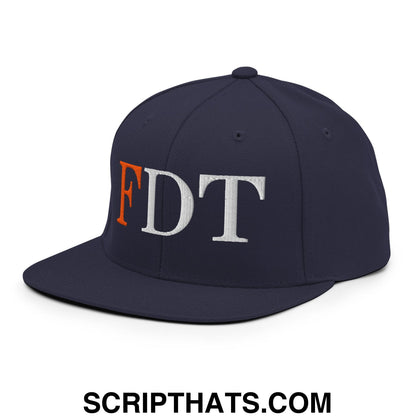 FDT Fuck Donald Trump Embroidered Flat Brim Bill Snapback Hat Navy
