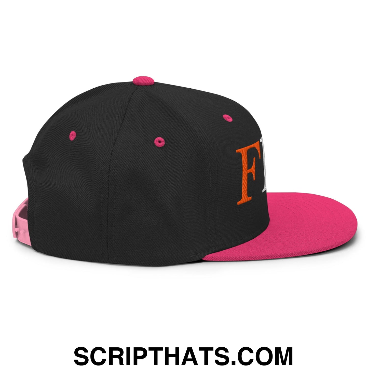 FDT Fuck Donald Trump Embroidered Flat Brim Bill Snapback Hat Black Neon Pink